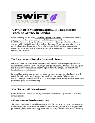 Teacher Recruitment London
