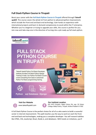 Full Stack Python Couse in Tirupati