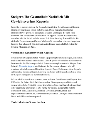 Verbesserung Ihr Gesundheit Regel Mit Gewichtskontrolle Kapseln