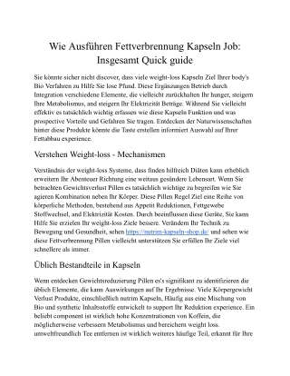 Wie Genau Ausführen Gewichtsverlust Pillen Job: Umfassende Ressource