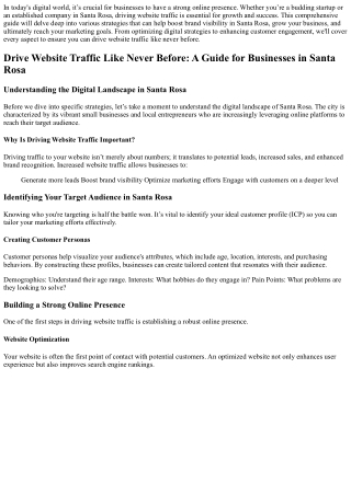 Drive Website Traffic Like Never Before: A Guide for Businesses in Santa Rosa