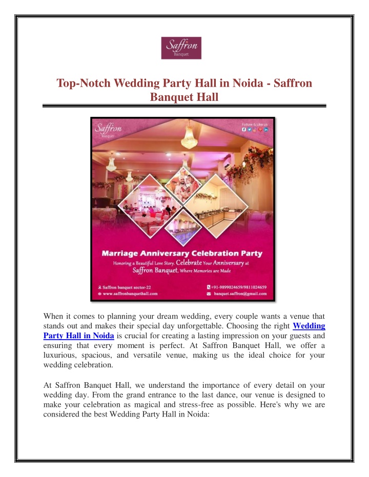 top notch wedding party hall in noida saffron