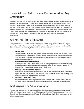 Essential First Aid Courses: Be Prepared for Any Emergency