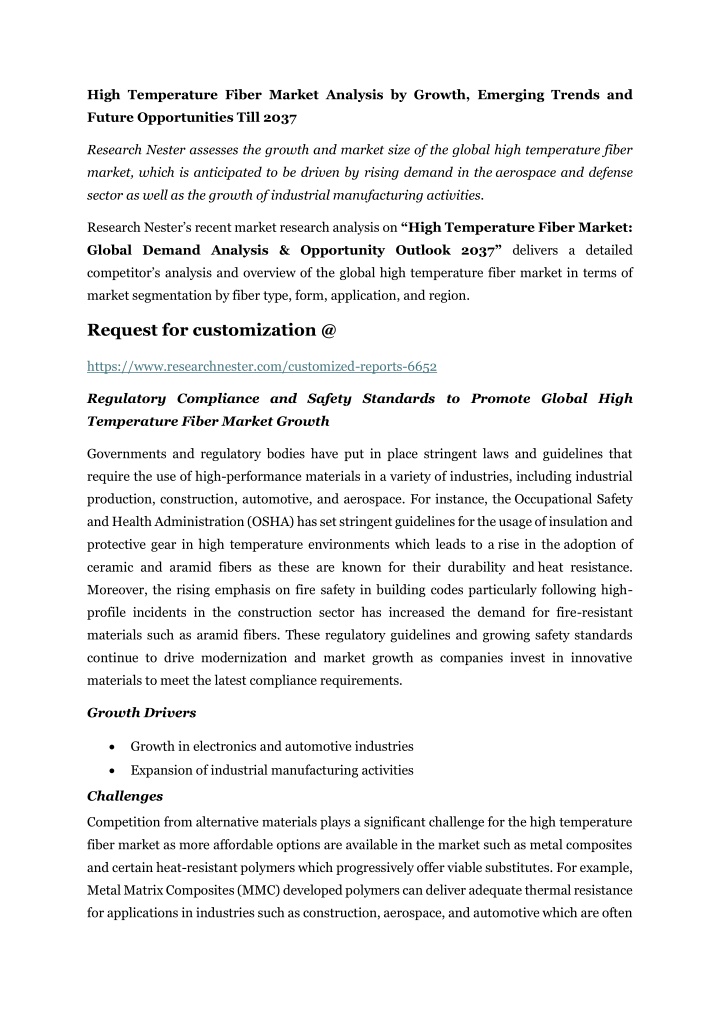 high temperature fiber market analysis by growth