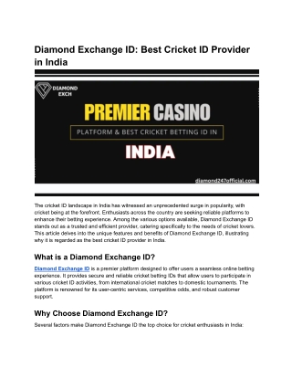 Diamond Exchange ID_ Best Cricket ID Provider in India