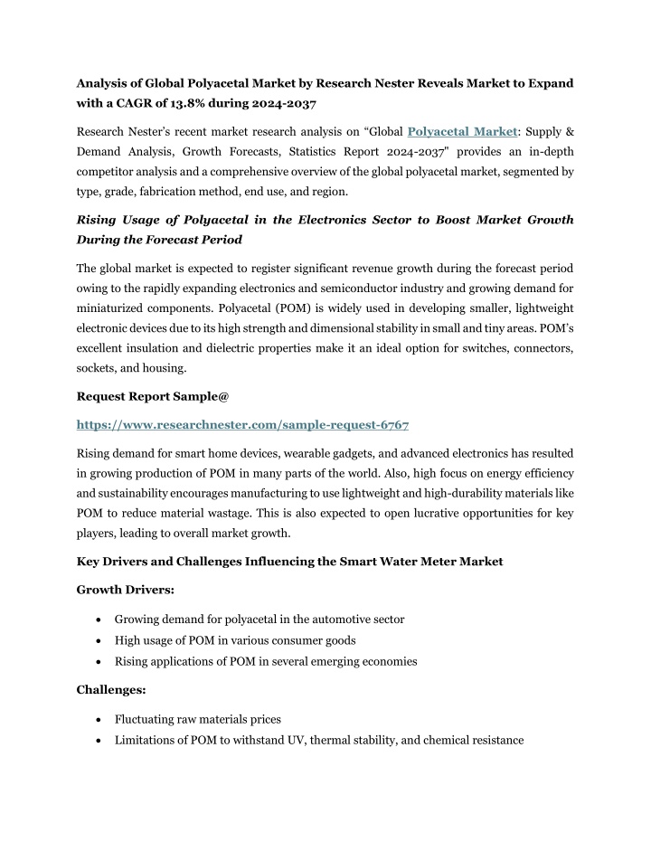 analysis of global polyacetal market by research