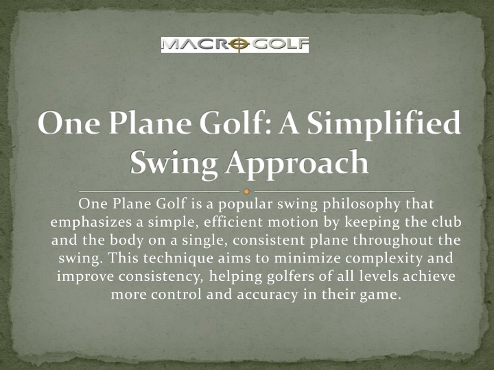 one plane golf a simplified swing approach