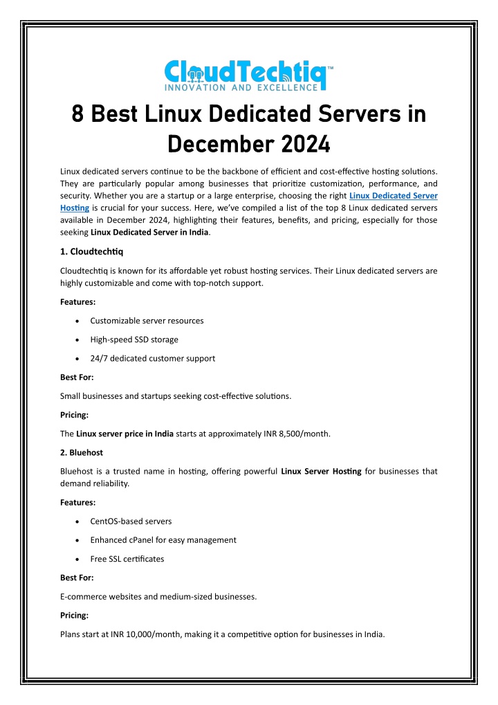 8 best linux dedicated servers in 8 best linux