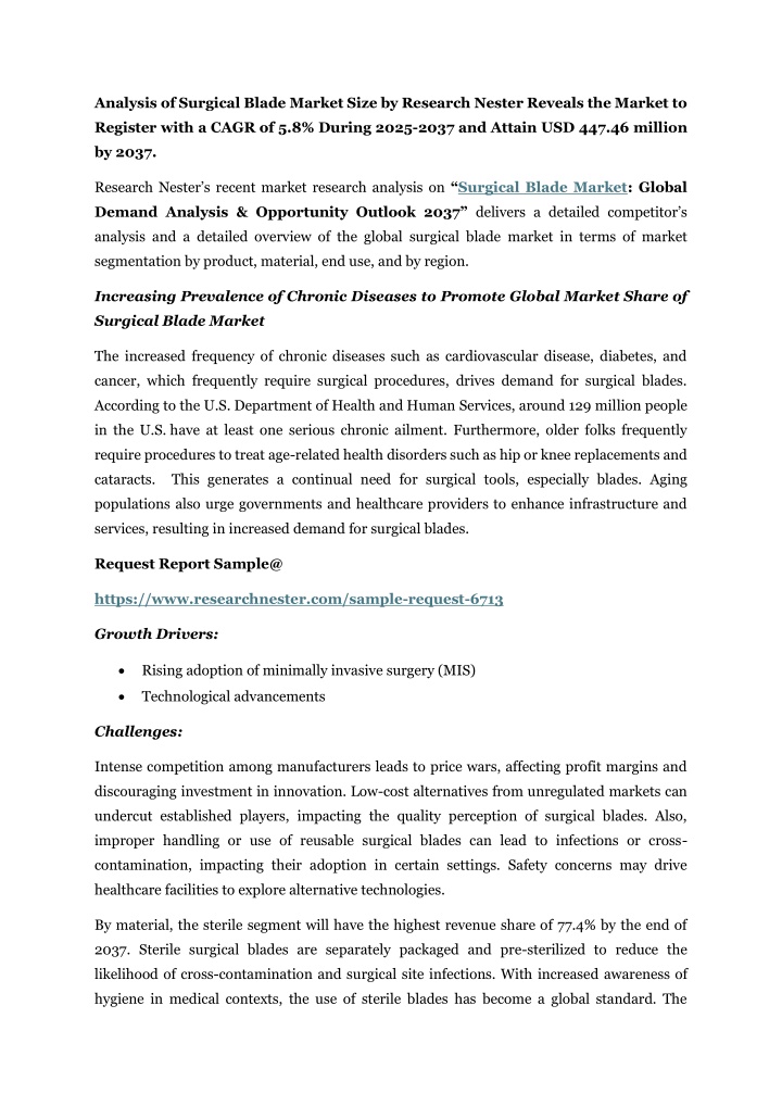 analysis of surgical blade market size