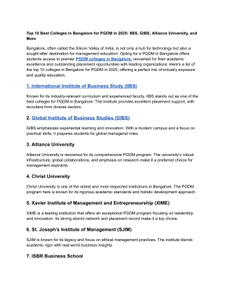 Top 10 Best Colleges in Bangalore for PGDM in 2025_ IIBS, GIBS, Alliance University, and More