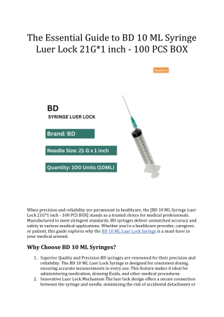 the essential guide to bd 10 ml syringe luer lock