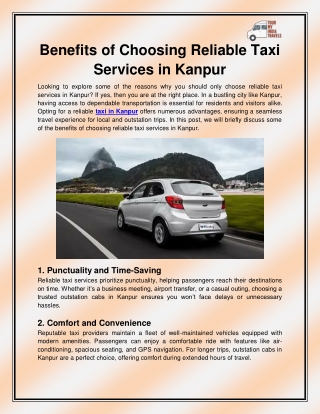 benefits of choosing reliable taxi services
