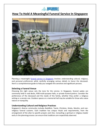 How to Hold a Meaningful Funeral Service in Singapore