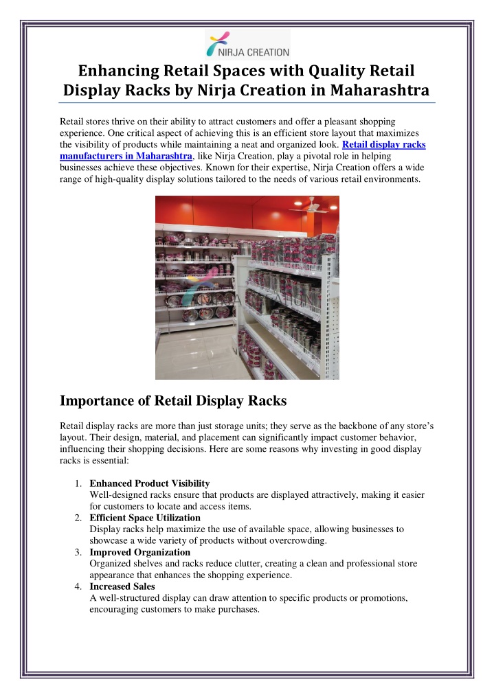 enhancing retail spaces with quality retail