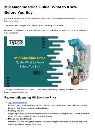 Mill Machine Price Guide What to Know Before You Buy