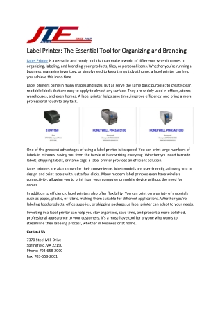 Label Printer: The Essential Tool for Organizing and Branding