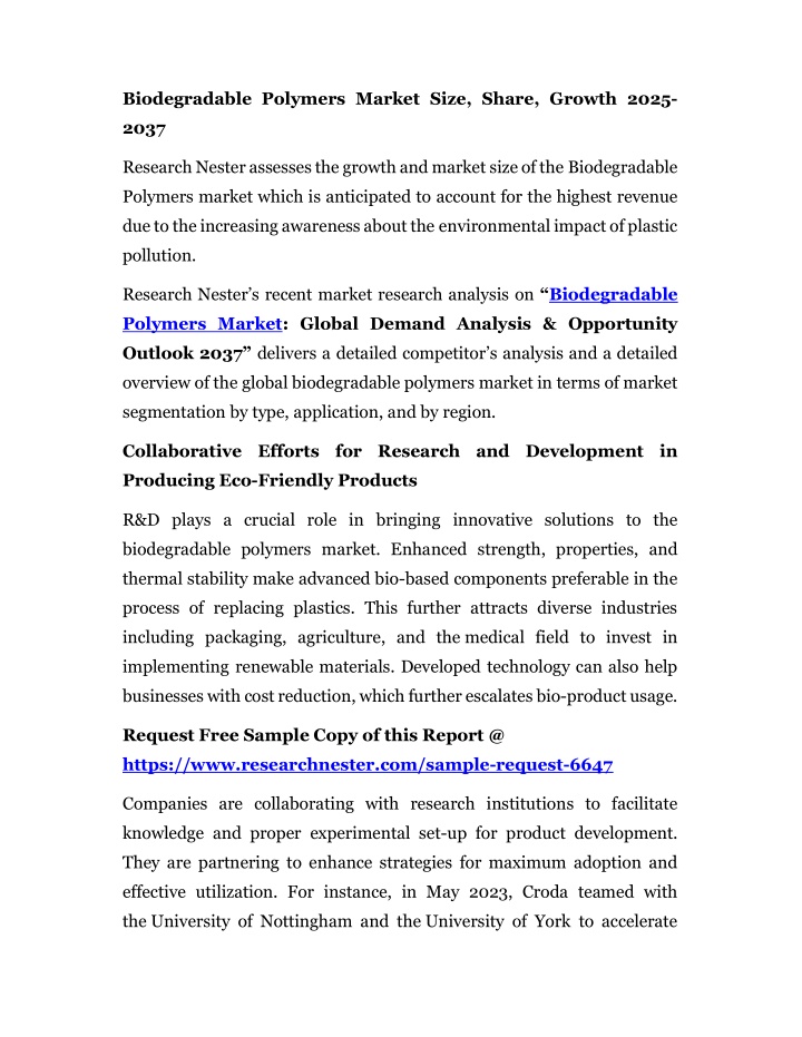 biodegradable polymers market size share growth