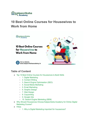 10 best online courses for housewives to work