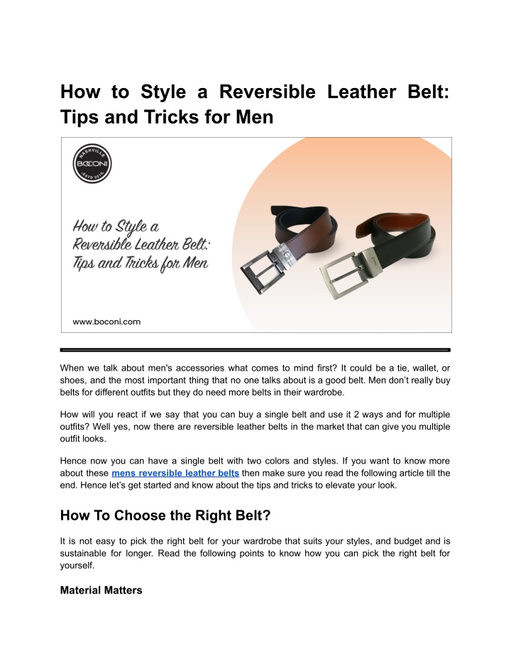 how to style a reversible leather belt tips