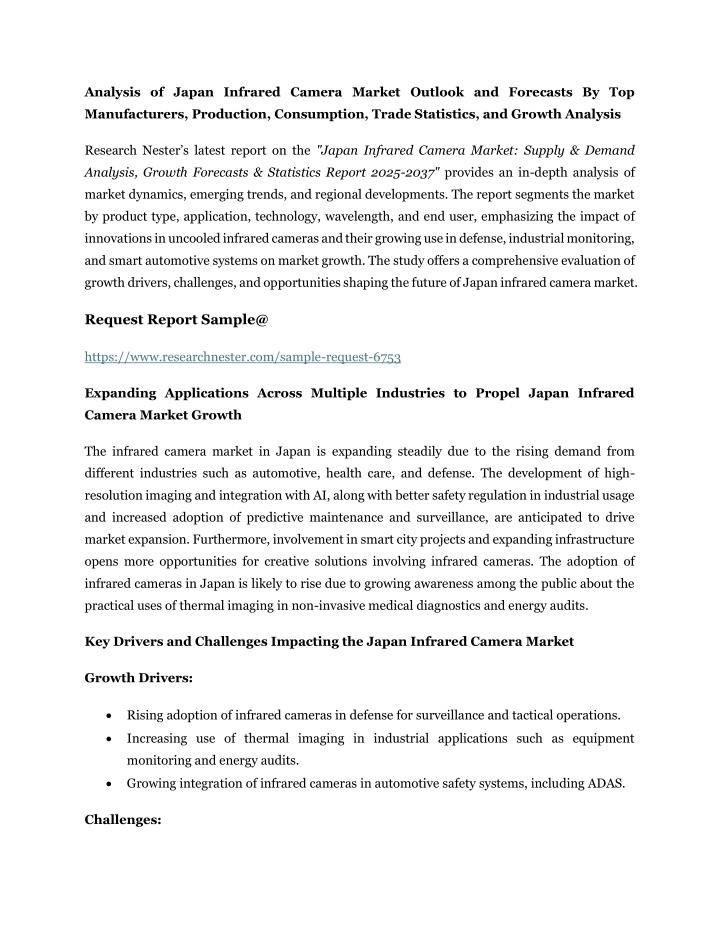 analysis of japan infrared camera market outlook