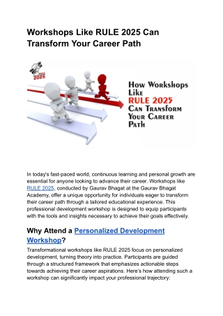 Workshops Like RULE 2025 Can Transform Your Career Path