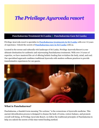 The Privilege Ayurveda resort