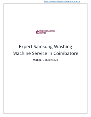 Expert Samsung Washing Machine Service in Coimbatore