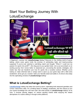 start your betting journey with lotusexchange