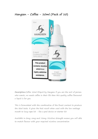 hangsen coffee 10ml pack of 10