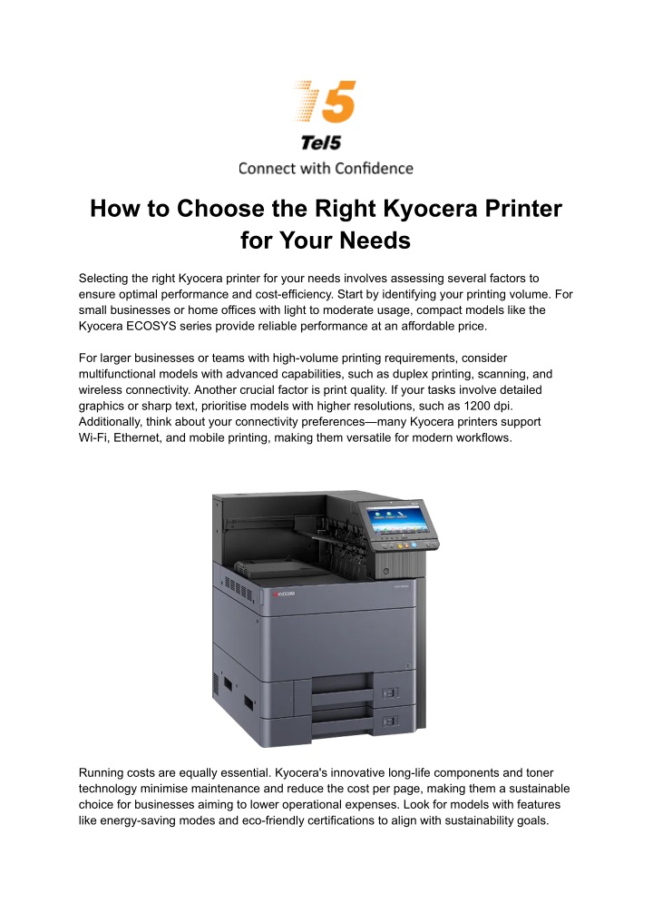 how to choose the right kyocera printer for your