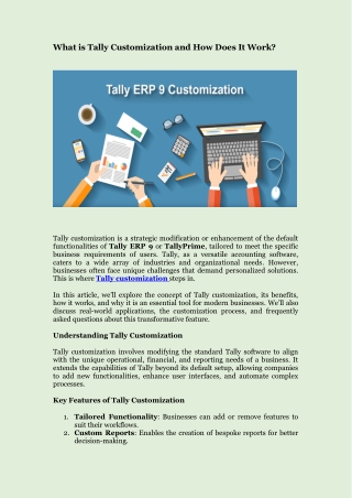 What is Tally Customization and How Does It Work