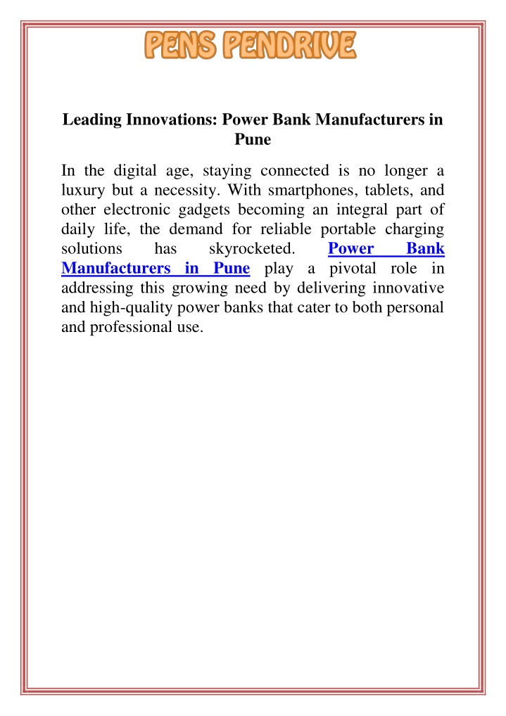 leading innovations power bank manufacturers