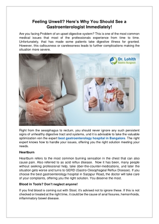 Feeling Unwell Here’s Why You Should See a Gastroenterologist Immediately!