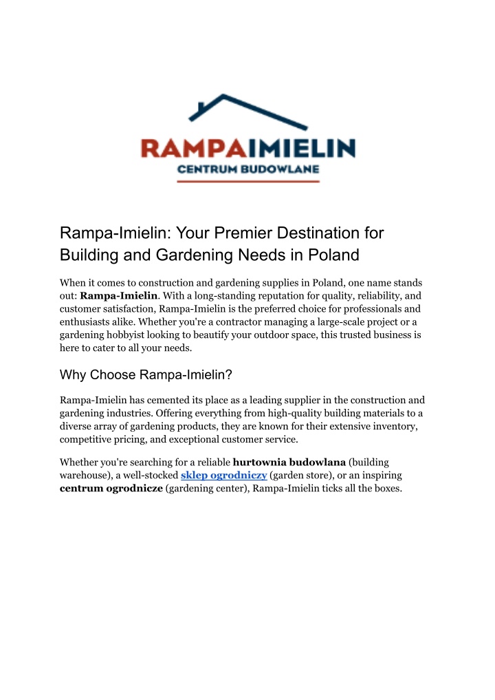 rampa imielin your premier destination