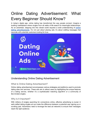 online dating advertisement what every beginner