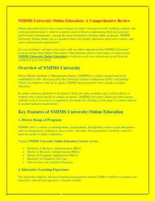nmims university online education a comprehensive