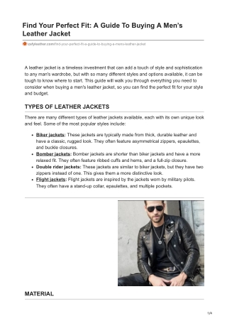 Find Your Perfect Fit: A Guide To Buying A Men’s Leather Jacket