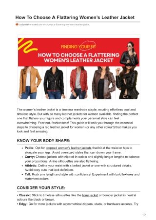 How To Choose A Flattering Women’s Leather Jacket