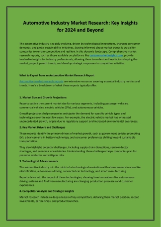 Automotive Industry Market Research Key Insights for 2024 and Beyond