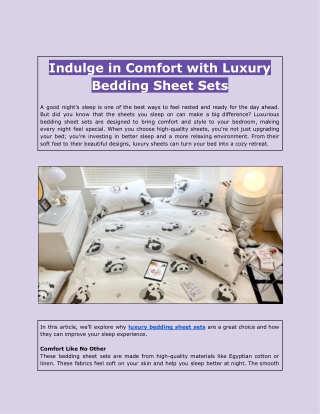 Indulge in Comfort with Luxury Bedding Sheet Sets