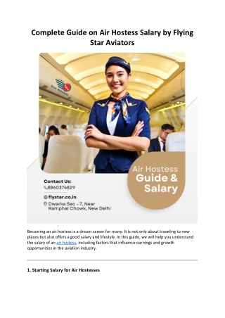 Complete Guide on Air Hostess Salary by Flying Star Aviators