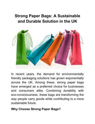 Strong Paper Bags_ A Sustainable and Durable Solution in the UK