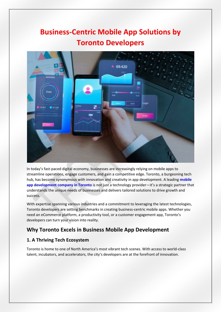business centric mobile app solutions by toronto