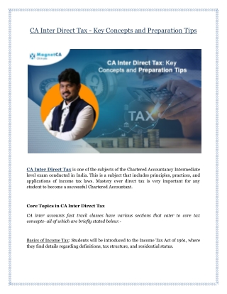 CA Inter Direct Tax - Key Concepts and Preparation Tips