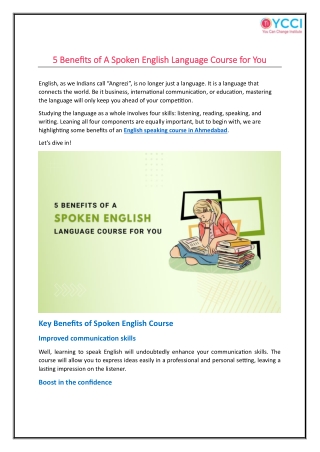 5 Benefits of A Spoken English Language Course for You