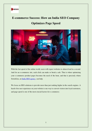E-commerce Success How an India SEO Company Optimizes Page Speed