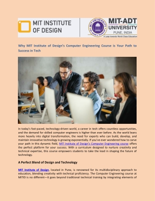Why MIT Institute of Design’s Computer Engineering Course is Your Path to Success in Tech