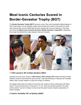 most iconic centuries scored in border gavaskar