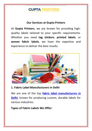 Our Services at Gupta Printers