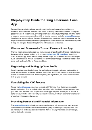 Step-by-Step Guide to Using a Personal Loan App